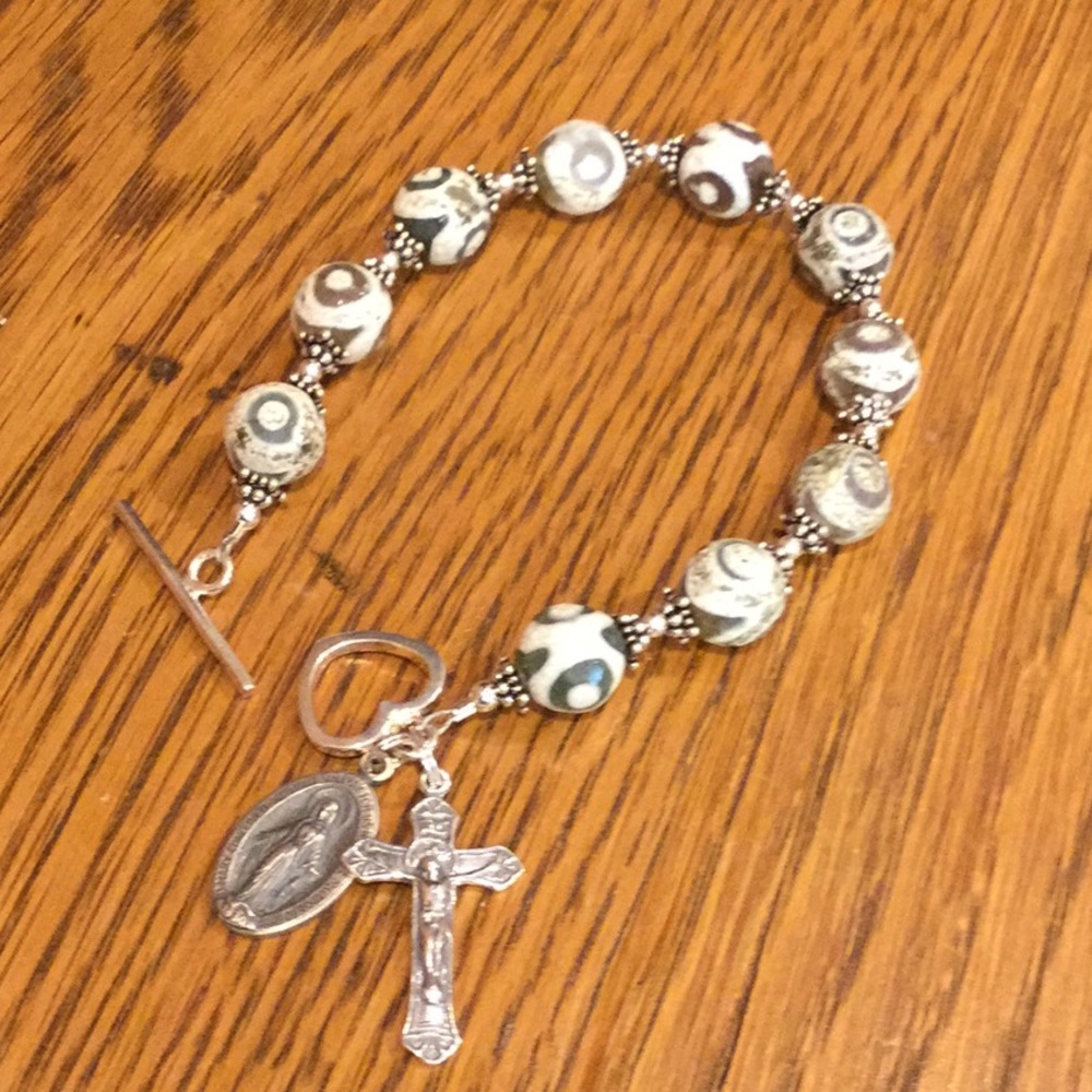 Sterling Silver Semi Precious Rosary Bracelet